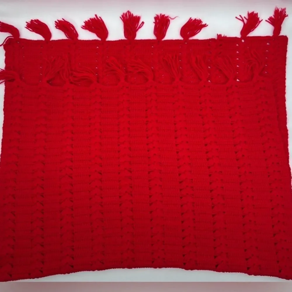 Blanket Hand Knit Crochet Throw Size 44